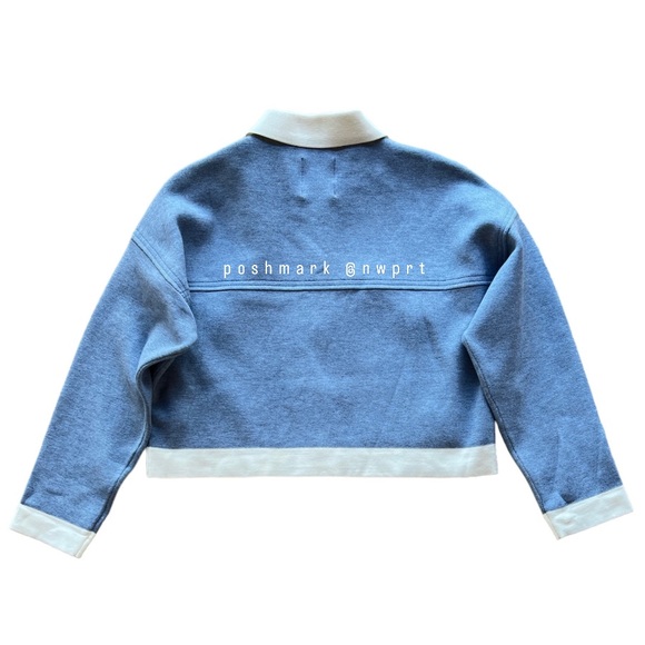 SANDRO Cher Coatigan Cardigan Jacket Sweater Top Bleu Ciel Blue White 0 XS - Picture 9 of 14